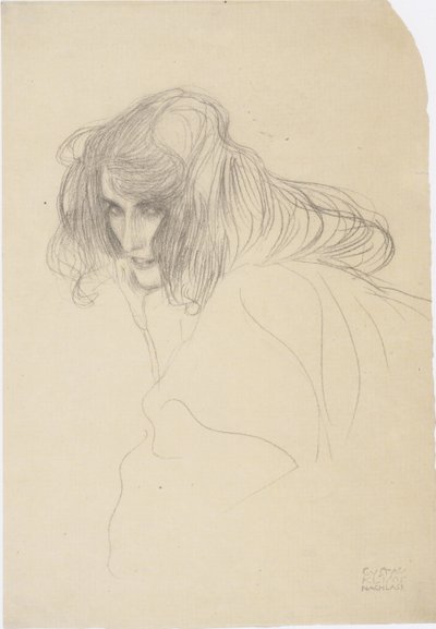 Testa di donna in tre quarti di profilo verso sinistra da Gustav Klimt